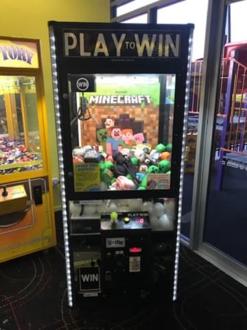 Play to Win machine with Minecraft branded prizes