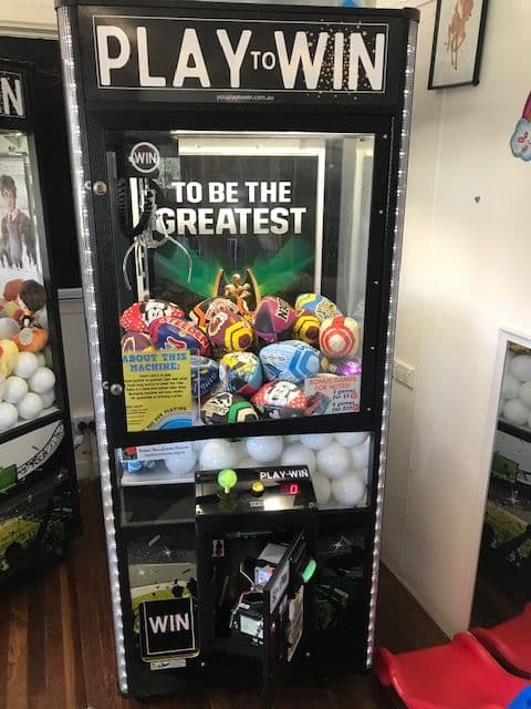 Play to Win machine stocked with sporting balls